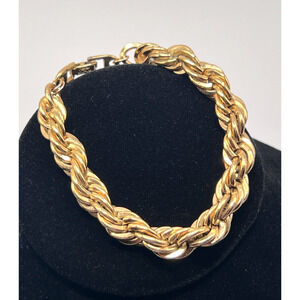 VINTAGE NAPIER GOLD BRASS PLATED HEAVY CHAIN LINK BRACELET PAT PEND 4.774.743